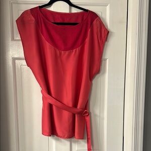 Twelfth Street by Cynthia Vincent Hot Pink Blouse with Relaxed Tie Front